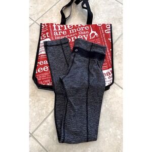 Lululemon Gray Heathered Thicker Leggings Size 4 Mid Rise Full Length & Bag